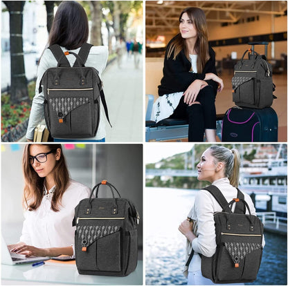 Women's backpack, 15.6-inch laptop backpack with USB charging port for work, hiking, travel, camping. Made of Oxford fabric.