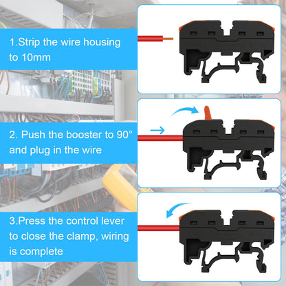 40 pieces of DIN rail terminal blocks, 0.08-4 mm² PCT-211 terminal blocks, terminal block terminal strip kit, quick wiring electrical connection block for automation projects, DIY projects.