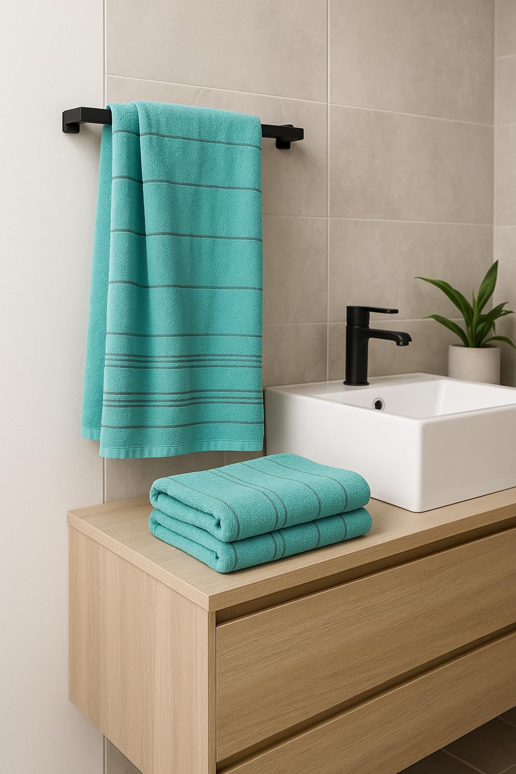 Betz XXL bath towel - large beach towel - sauna towel made of 100% cotton - sun lounger towel - 90x180 cm - Lines - color turquoise