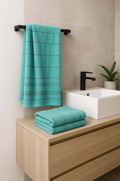 Betz XXL bath towel - large beach towel - sauna towel made of 100% cotton - sun lounger towel - 90x180 cm - Lines - color turquoise