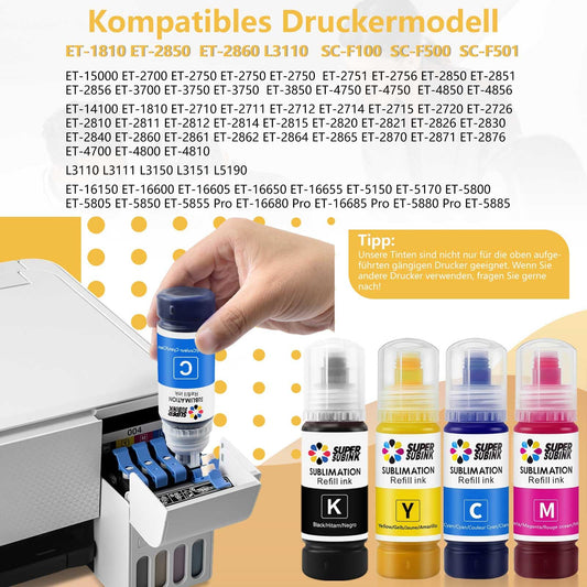 Sublimation ink for Epson et 1810 2810 2820 2850 2830 2815 4810 printers (auto fill/unnecessary ICC/UV protection)