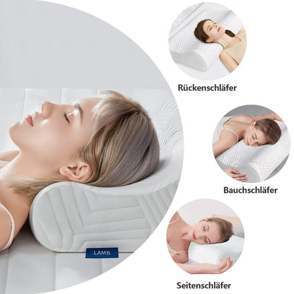 LAMB height-adjustable memory foam pillow, neck pillow neck support pillow ergonomic pillow anti-snoring pillow with removable cover.