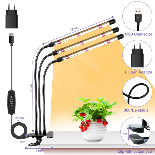 Niello 2 Pack 6 Heads Plant Lamp LED, Full Spectrum Plant Light, Plant Light with Timer, 3 Color Modes and 10 Dimmable Levels, Growth Lamp for Indoor Plants, Houseplants