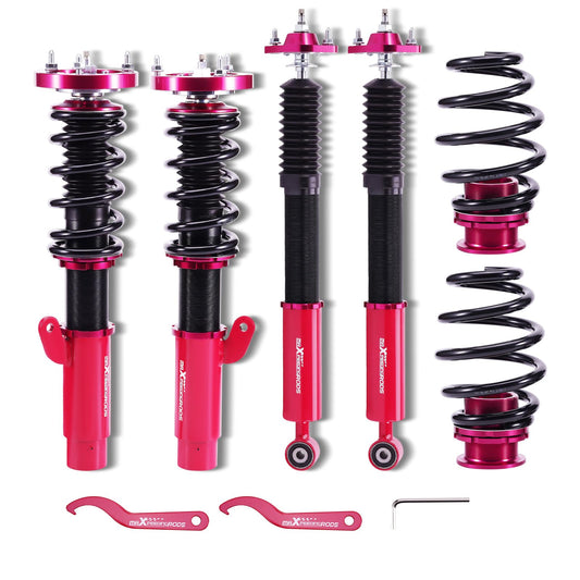 maXpeedingrods suspension coilover for E46 3 Series 98-06 adjustable hardness 320d, 330d Red.