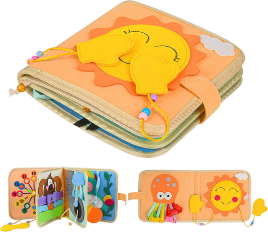 Quiet Book for 1 year and up | Fabric book for babies | Montessori felt book | Soft fabric baby books to learn life skills | 3D felt from 6 months to 5 years old | Gift for girls and boys.