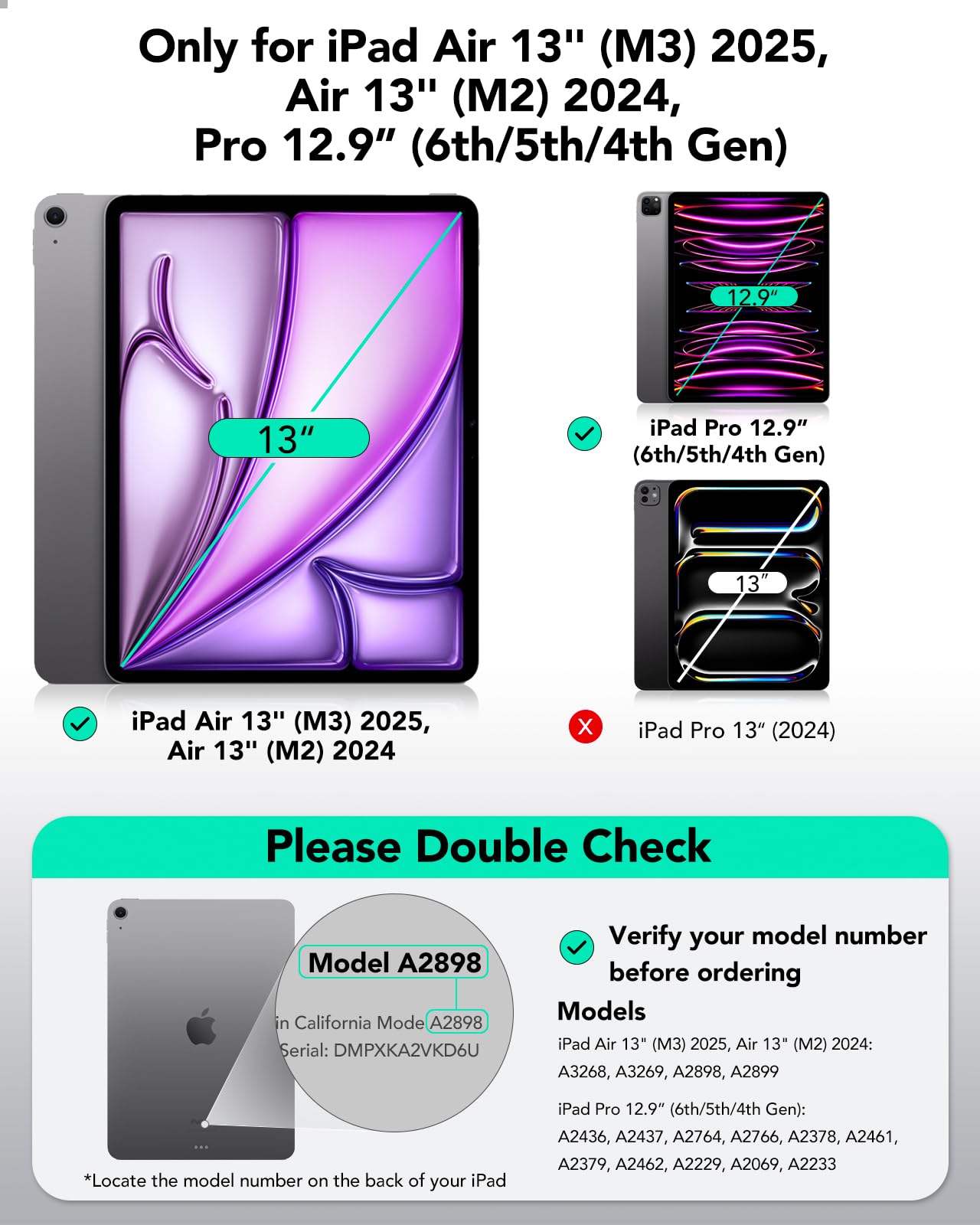 ESR iPad Air 13 Inch M3/M2 (2025/2024) Case and iPad Pro 12.9 (2022/2021/2020) Case with magnet attachment, slim triple-fold stand cover, supports Pencil Pro/USB-C, Rebound series, Black.