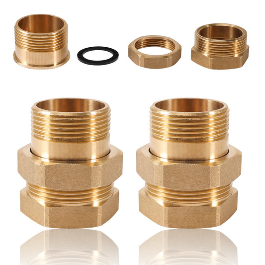 2 pieces of brass fitting 1 1/4 inch, 1 1/4" male/female brass threaded fittings, G1 1/4 brass fitting screw connection, tapered sealing fitting, DN32 pipe fitting threaded fitting.