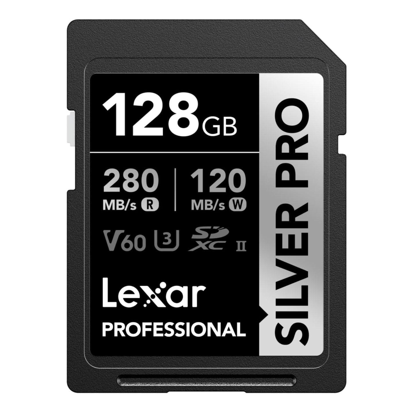 Lexar SILVER PRO SD Card 128GB, UHS-II SD Memory Card, V60, U3, C10, up to 280MB/s Read, 120MB/s Write, SDXC Card for DSLR/Camera/Photographers/Videographers/Enthusiasts (LSDSIPR128G-BNNAA)