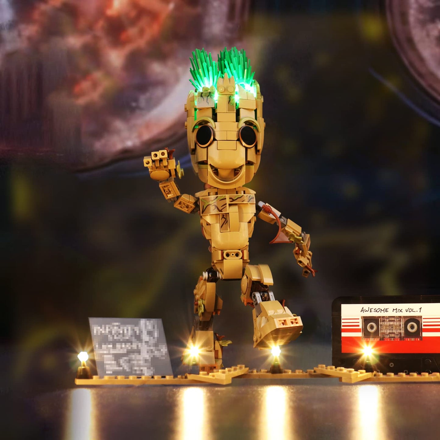 BrickBling LED light set compatible with Lego 76217 Marvel I Am Groot toy, LED lighting set compatible with Lego I Am Groot Creative Gift (No Model)- Standard Version