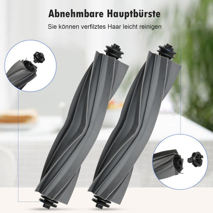 2 main brush accessories for Dreame X40 Ultra / L10s Ultra / L40 Ultra / L10s Ultra Gen 2 / L10s Pro Ultra Heat / D10 Plus Gen 2 robotic vacuum cleaners, rubber brush replacements.