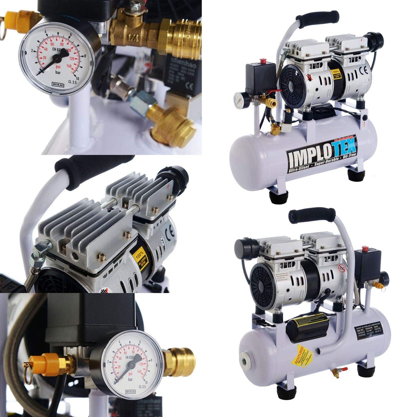 IMPLOTEX 480W Silent Whisper Compressor Air Compressor only 48dB quiet oil-free whisper Compressor Compressor (480W 9 liters without accessories)