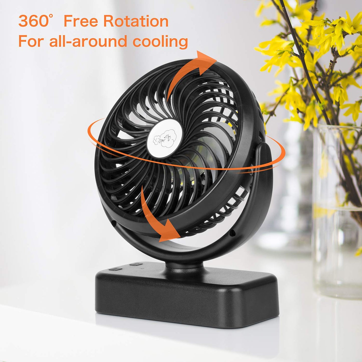 Portable camping fan Hanging fan with LED light, 40 hours operating time Rechargeable tabletop fan with hanging hook for tent RV survival gear office study room