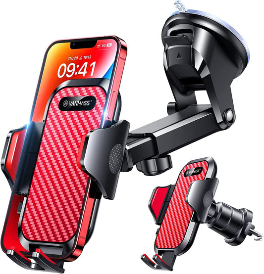 VANMASS Car Phone Holder Upgraded Adjustable Car Phone Mount Vent & Suction Cup Military Standard Smartphone Mount for iPhone 15 Samsung Huawei Mate 60 pro etc.