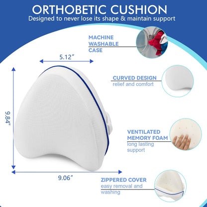 Perfect knee pillow for side sleepers I Orthopedic leg pillow for pain-free sleep I Ergonomic support cushion made of viscoelastic memory foam I breathable cover