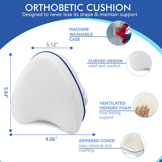 Perfect knee pillow for side sleepers I Orthopedic leg pillow for pain-free sleep I Ergonomic support cushion made of viscoelastic memory foam I breathable cover