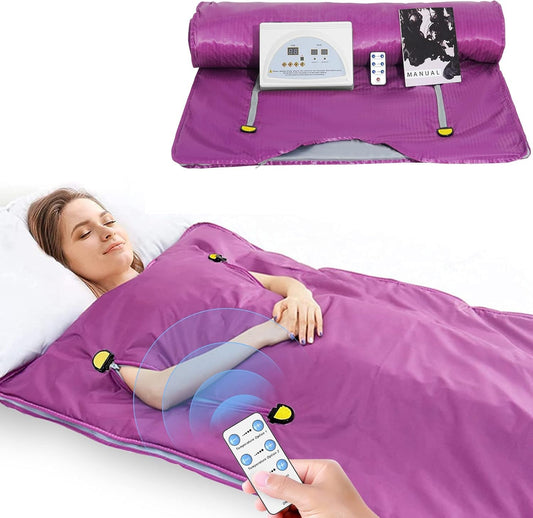 VAYOTOY Infrared Sauna 2 Zone Digital Home Sauna Blanket Professional Detox Therapy Home Mobile Sauna Portable Oxford Sauna Blanket with 4 Safety Protection for Hot Sweating, Relaxation, Detox (Purple)