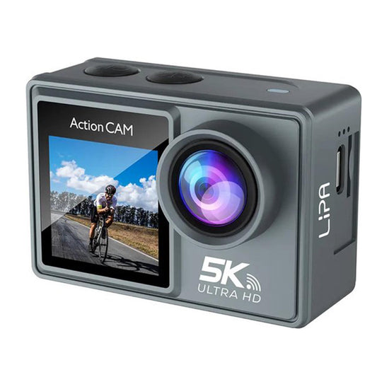 Lipa AT-M40R 5K Action Camera IPS Wifi - Waterproof action camera - IMX sensor - 21 accessories - 5K resolution - Dual screen - Mic USB connection - SD up to 256GB - Remote control - 4K 60FPS - EIS