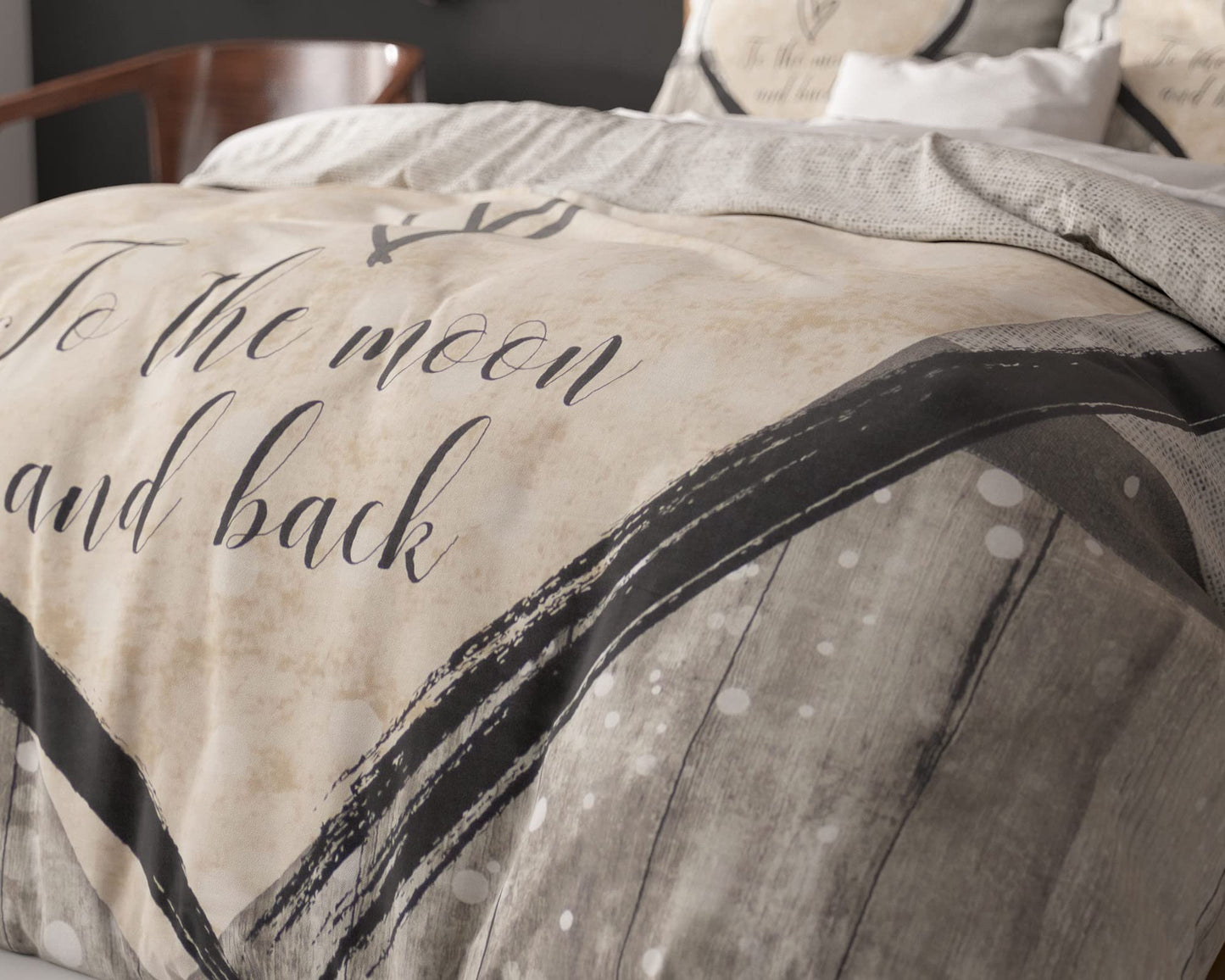 Sleeptime bedding set 4-piece 135cm x 200cm brown - Love - soft & wrinkle-free duvet covers with zipper - bedding set with 2 pillowcases 80cm x 80cm