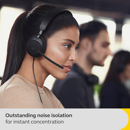 Jabra Evolve2 40 SE - Wired stereo headset with noise cancellation and 3-microphone technology - USB-A cable - certified for MS Teams, compatible with other platforms - Black