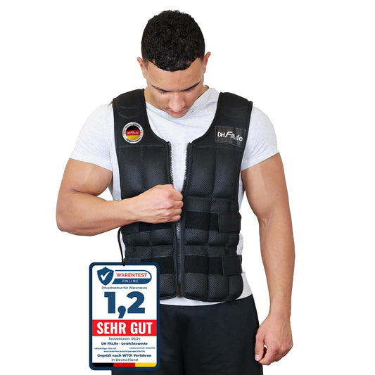 DH FitLife Adjustable Weighted Vest 10/20/30KG for muscle building and strength training | Weighted Vest | Running Vest for Women Men | Fitness Training Vest (Black-30kg)