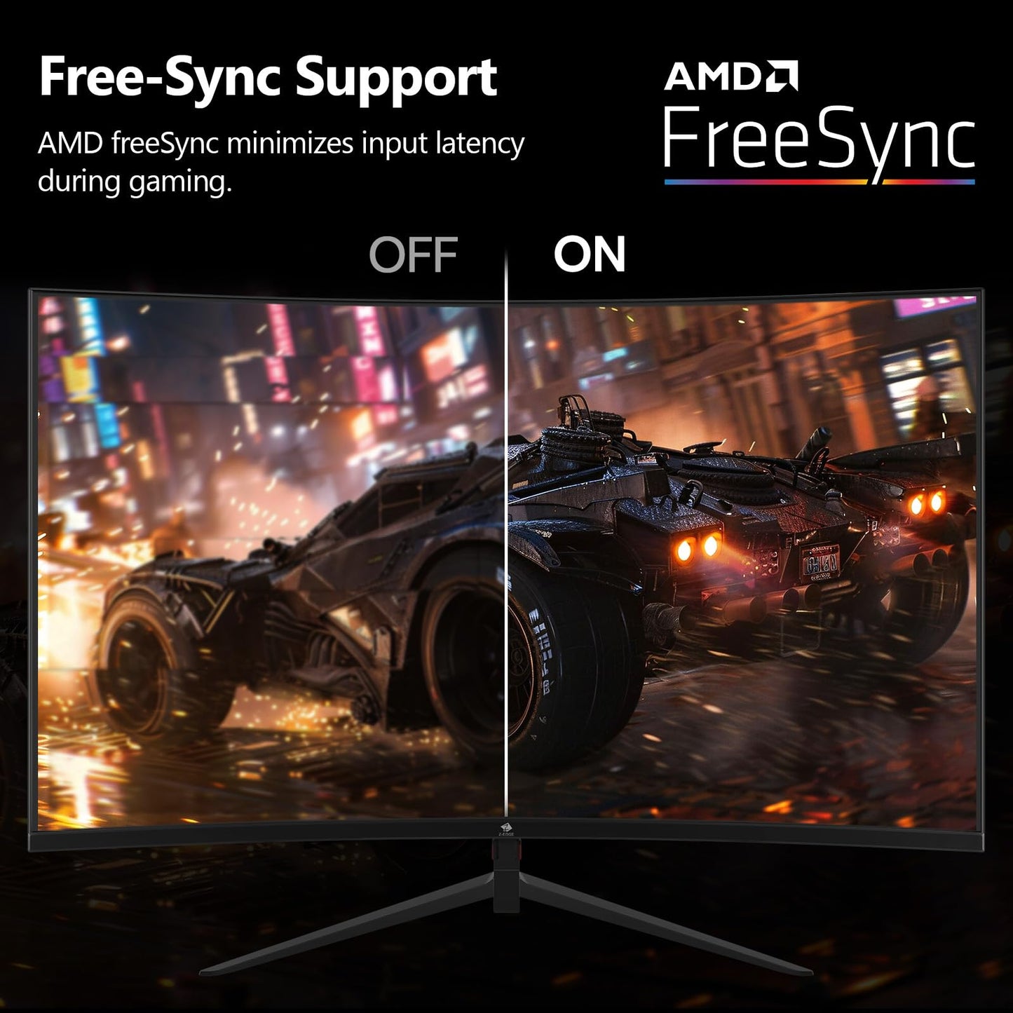 Z-Edge 24-inch Curved Gaming Monitor 180Hz 1ms MPRT, 300cd/m² brightness, 16:9 Full HD curved screen, VA panel, FreeSync, HDMI DP - Black