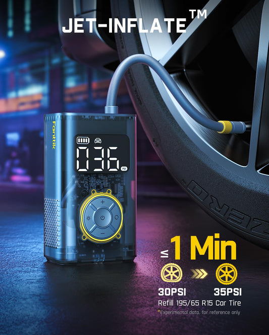 Fanttik X9 Pro Portable Electric Air Pump, 1 Min Fast Inflation Electric Compressor, 10.3 BAR/150 PSI Air Compressor with LED Light for Bike, Car, Motorcycle, and Ball - Mechanical Gray