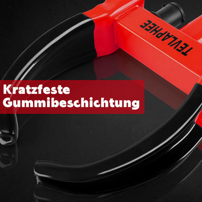 Tevlaphee Wheel Clamp with safety lock and 3 keys for cars, trailers, and caravans - tire width 19-30cm - Wheel lock tire clamp anti-theft security device (Black & Red)