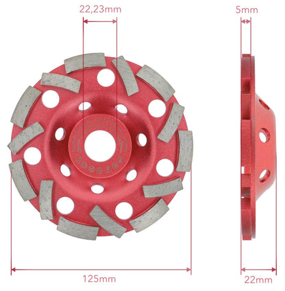 PRODIAMANT Diamond Grinding Cup Ø 125mm Turbo Segment Concrete Natural Stone Grinding Disc Professional Tool