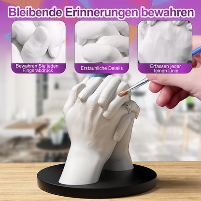 Bozhihong 3D Handprint Set for Couples - Plaster handprint hands couple - Partner and couple gifts for women and men for Valentine's Day, anniversary, anniversary gift for her and him, purple