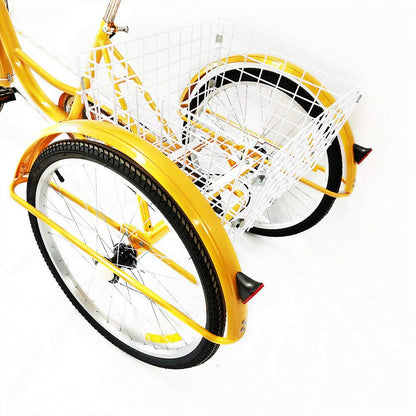 MINUS ONE adult tricycle Bicycle with 3 wheels Seniors' bike Cargo bike 24" 6-speed gear shift (yellow with lights)