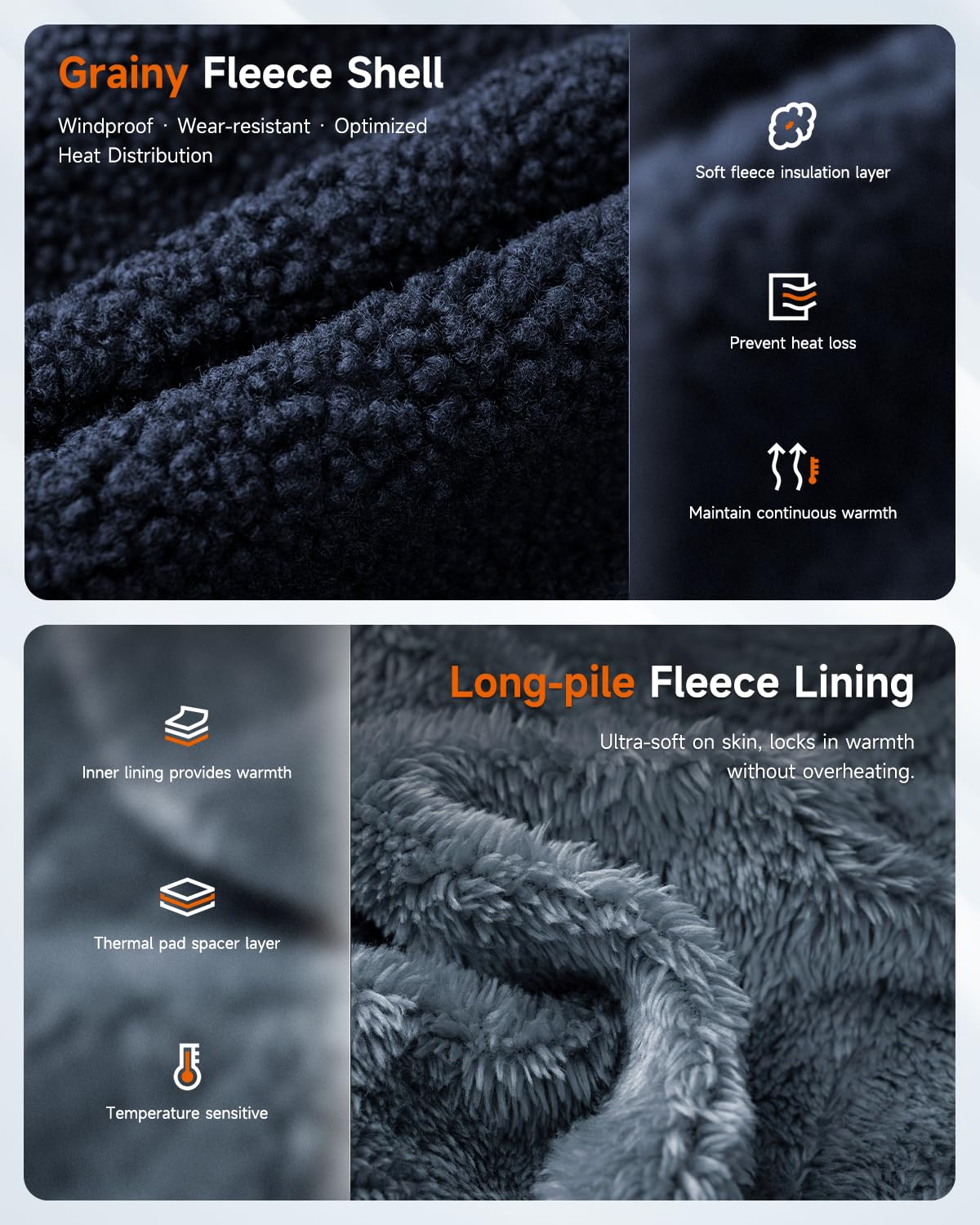 LABCOOL Heated Vest - Heated Vest for Men & Women - Made of soft fleece - USB heating with 10000mAh power bank - 6-zone heating with 3 temperature levels - machine washable