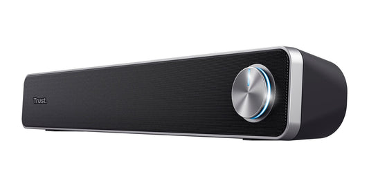 Trust Arys Soundbar, PC speakers, USB powered, 12W peak power, 3.5mm AUX connection, computer speakers for PC, monitor, laptop, TV, music - Black
