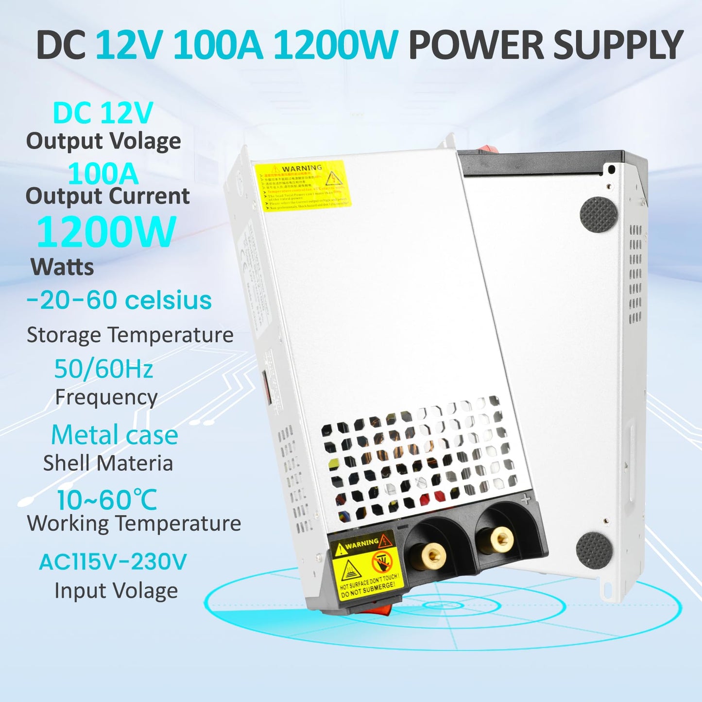 NUOFUWEI DC 12V 100A 1200W Power Supply Transformer Switching Power Supply 230V AC to DC Power Supply 12V 100A 1200W Transformer Industrial for 12V LED Light Strip CCTV Camera Security System Radio
