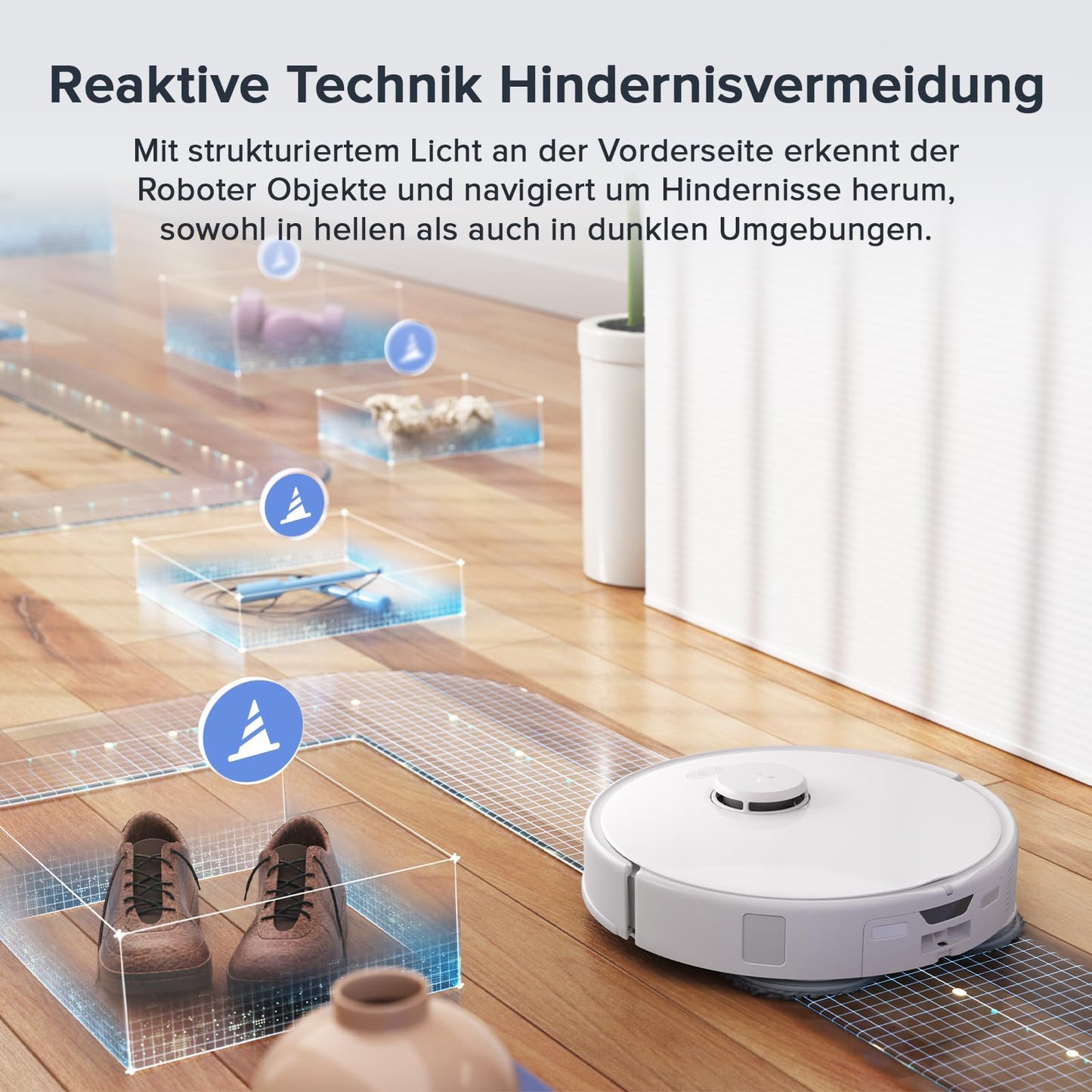 roborock Qrevo Curv S5X robotic vacuum cleaner with mopping function, emptying station, Dual Anti-Tangle-System, 18,500 Pa suction power, 75°C hot water mopping, Intelligent dirt detection, All-in-One Dock (White)