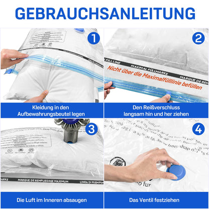 Vacuum bags for clothing comforters 12 pieces, CaptainFive Vacuum Storage Bags 3 sizes (4 * 100x80cm + 4 * 80x61cm + 4 * 60x41cm) Vacuum Compression Bags Storage Bags Travel with Vacuum Cleaner Hand Pump