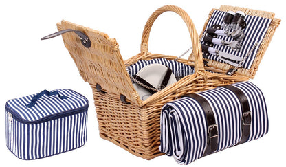 4 people Willow Picnic Basket Set with Cutlery, Plates (Brown)