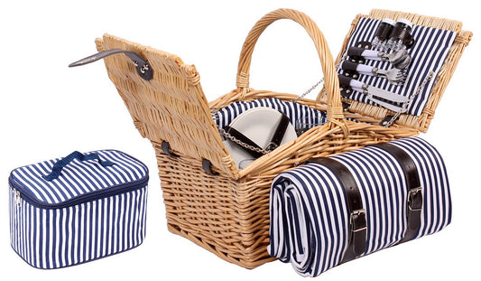 4 people Willow Picnic Basket Set with Cutlery, Plates (Brown)