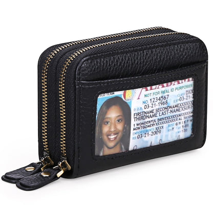 GAEKEAO women's small wallet made of genuine leather, wallet for women with RFID protection, mini women's purse with coin pocket zipper wallet card holder with many card slots.