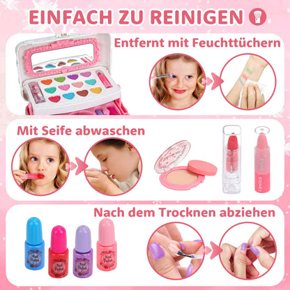 Make-up case for girls 55 pieces Washable children's makeup set Gift 3 4 5 6 7 8 9 10 years