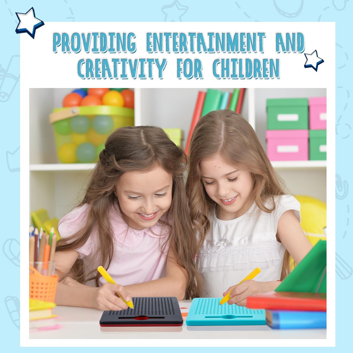 I bought 2 small magnetic drawing boards with pen, magnetic drawing board with steel ball, magnetic drawing tablet, whiteboard for educational gifts (black, lake blue).