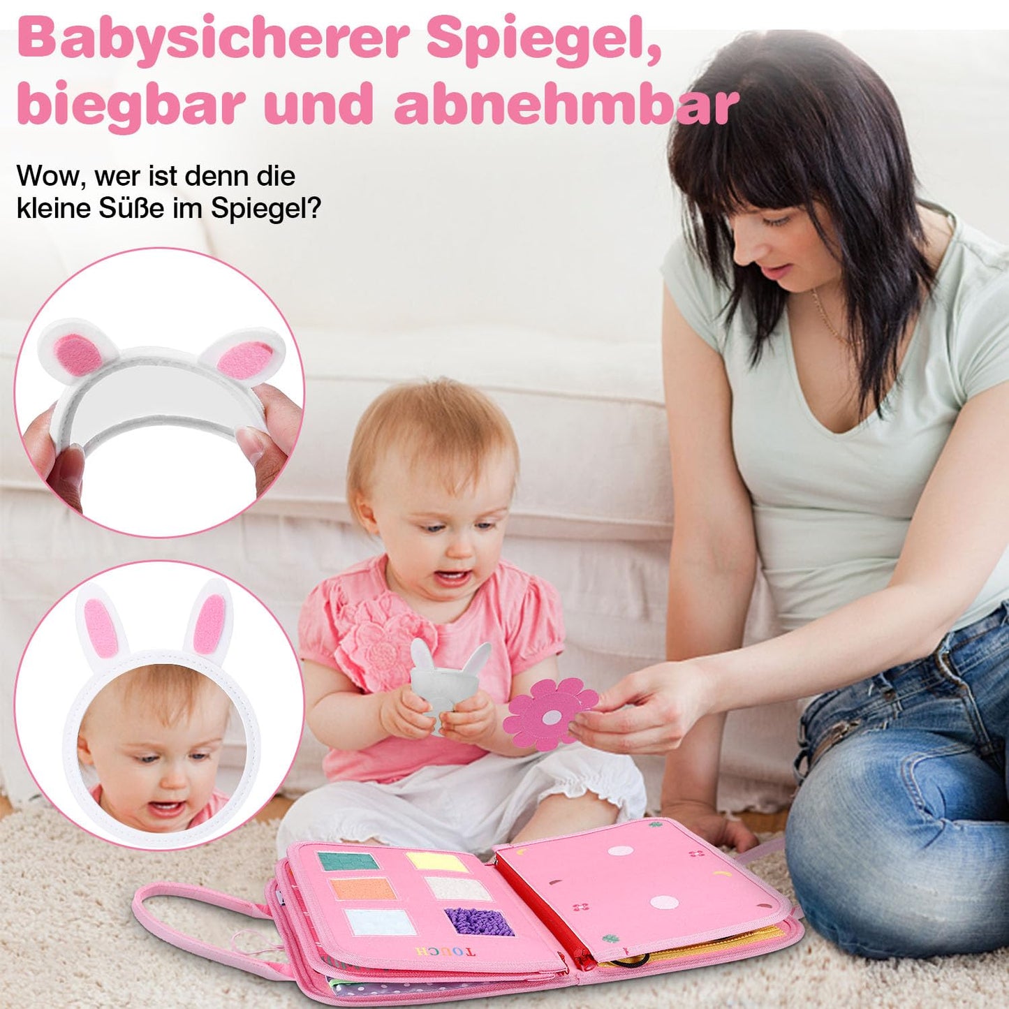 JHkim Busy Board German Montessori Toy for 1 2 3 4 year olds, boys & girls, kids sensory gift, Activity Board learning toy, Motor Skills toy for travel car & plane.
