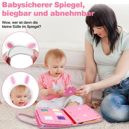 JHkim Busy Board German Montessori Toy for 1 2 3 4 year olds, boys & girls, kids sensory gift, Activity Board learning toy, Motor Skills toy for travel car & plane.