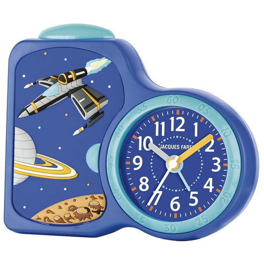 JACQUES FAREL Kids Alarm Clock Boys Space Blue Silent, with Light and Snooze ACB 08SPA