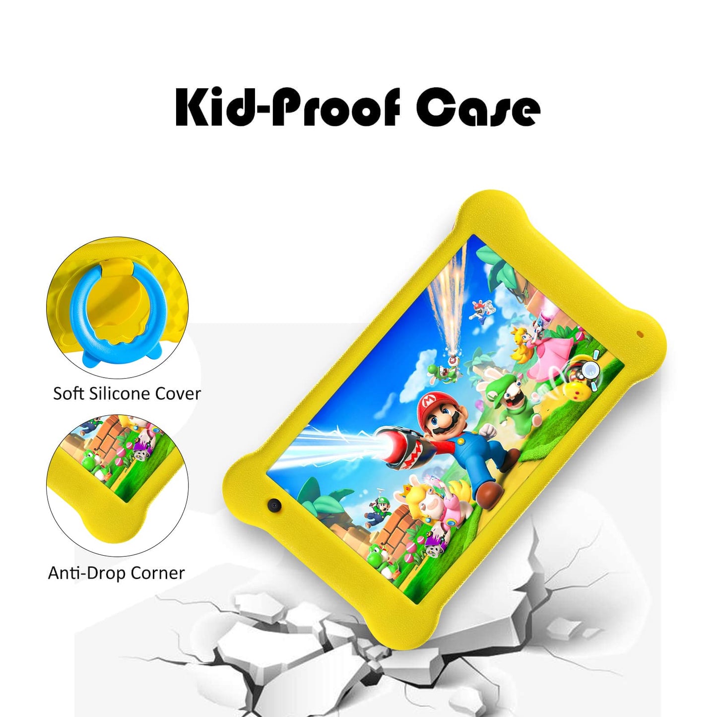 Wainyok Kids Tablet, 2GB RAM+ 32GB ROM, Quad Core, Parental Control, 7 inch Eye Protection IPS FHD Display Toddler Android 11 Tablets with Kid-Proof Case.