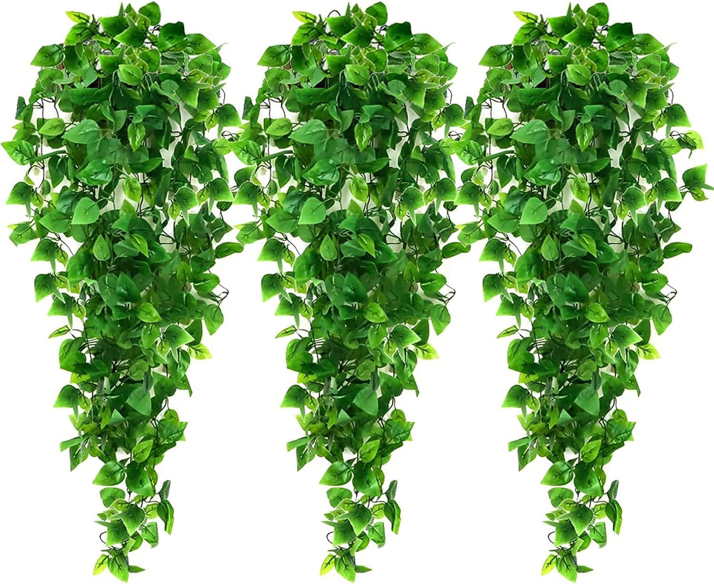 Ageomet Artificial Hanging Plants, 1.1m, artificial ivy, artificial hanging plants, kitchen plants for wall, home, room, indoor and outdoor, set of 3.