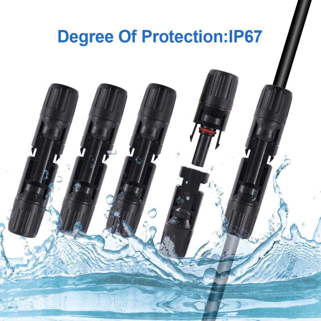 GTIWUNG 10 Pairs Male/Female Solar Panel Cable Connectors with 1 Pair of Wrenches + Solar Crimping Tool for 2.5/4.0/6.0mm² Solar Panel PV Cables.