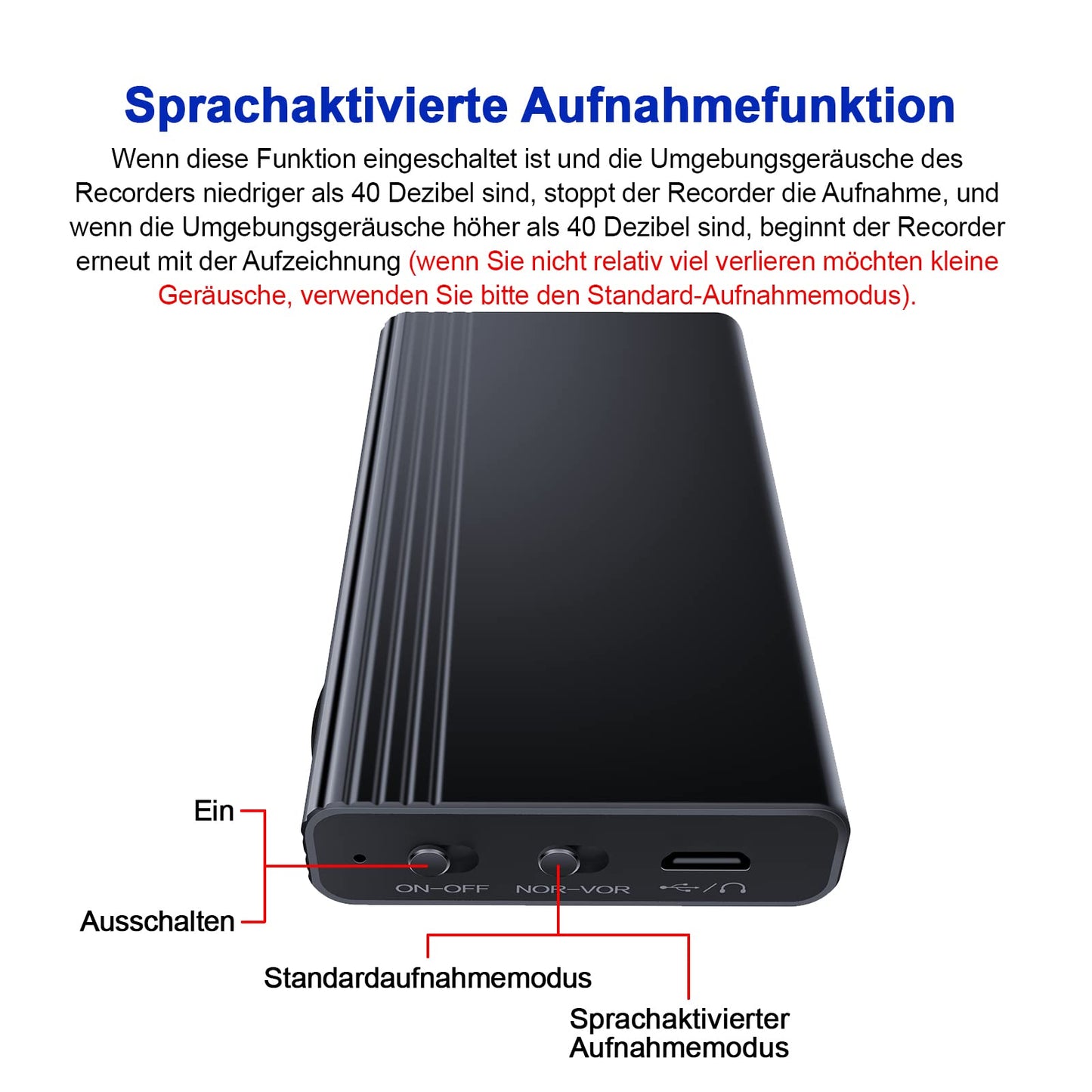 128GB Built-in Magnet Dictaphone Mini, 2000 hours of storage capacity, continuous recording for 12 days, Digital Recording Device, Voice Recorder STTWUNAKE.