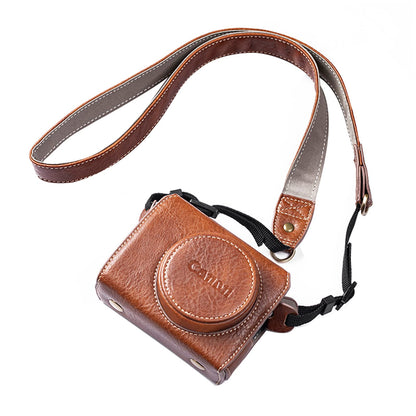 Kinokoo camera bag for Canon G7X / G7X II / G7X III digital camera, Vintage Buffalo PU leather G7X Mark III G7X Mark II protective case with adjustable shoulder strap - Brown