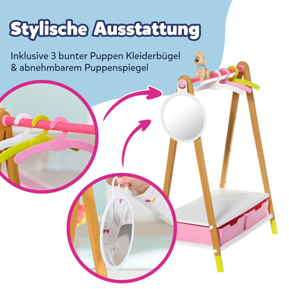 Zapf Creation 830000 BABY born Clothes Stand - Doll Clothes Rack with Wood-look and Accessories, Multicolored