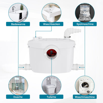 XPOtool 4/1 small lifting station 400 W with shredder, lifting system up to 8.5 m height, sewage lifting station with 4 inlets, sewage lifting station for toilet and shower.